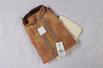 Orange Embroidered Raw Silk Ladies Readymade