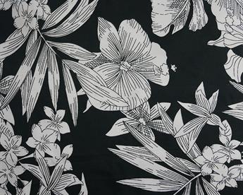 White Flower & Leaves peachskin