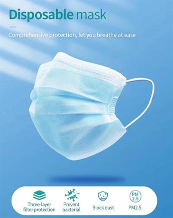 Box of 50, 3- Ply disposable masks. Three layer filtration allowing you to enjoy fresh air with filt