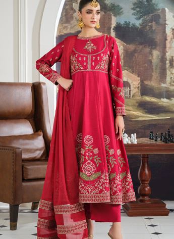 Embroidered Chiffon Frock Ladies Readymade