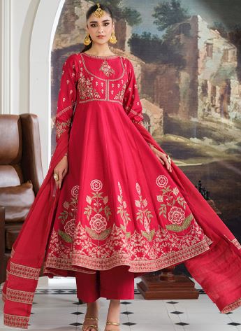 Embroidered Chiffon Frock Ladies Readymade
