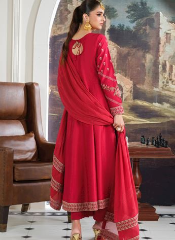 Embroidered Chiffon Frock Ladies Readymade