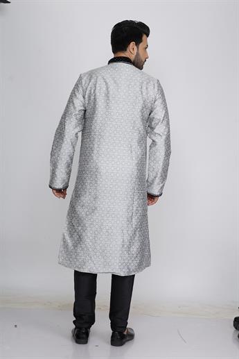 Grey & Black Mens Kurta Pajama
