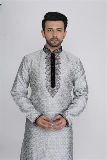 Grey & Black Mens Kurta Pajama