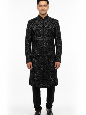 Regal Elegance: The Embroidered Velvet Sherwani
At Bombay Stores, we believe that elegance lies in 