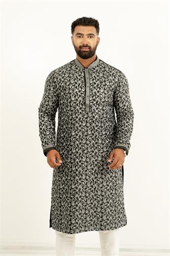 Black & Grey Mens Kurta Pajama