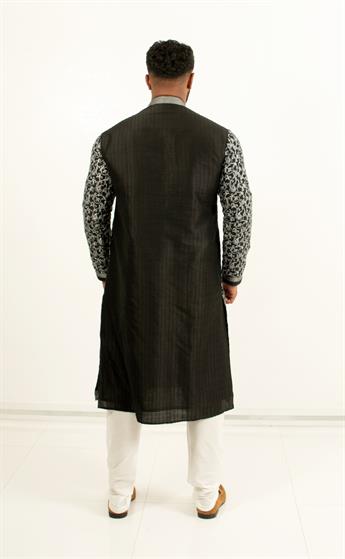 Black & Grey Mens Kurta Pajama