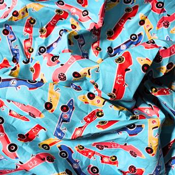 Turquoise Cotton Raceing Cars