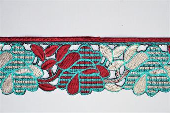 Maroon Indian Vintage Style Lace