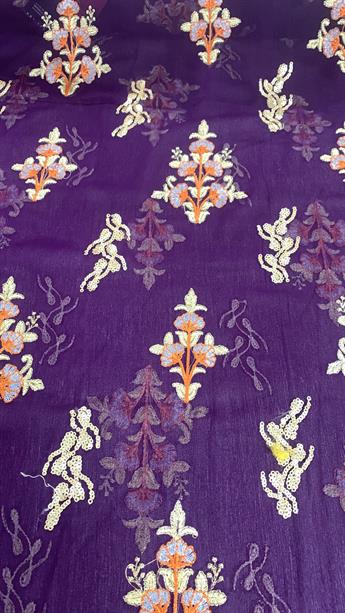 Purple Embroidered Emb Chiffon