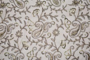 EMBROIDERED POLYESTER FABRIC - DELICATE FLORAL ON SHEER fABRIC