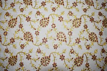 Cream & Maroon Cotton Embroidered Fabrics