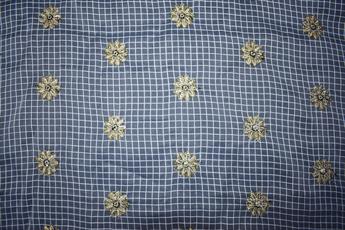 Grey Embroidery on Sheer Organza Fabric