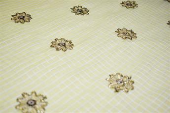 Lemon Embroidery on Sheer Organza Fabric