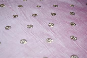 Pink Embroidery on Cotton Organza Fabric.