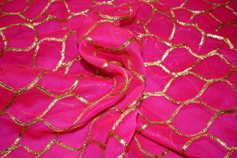 INDIAN EMBROIDERED CHIFFON SKIRT DRESS FABRIC