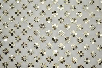 Lemon Embroidery and Sequins on Organza Fabric.