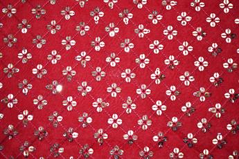 Maroon Embroidery and Sequins on Organza Fabric.
