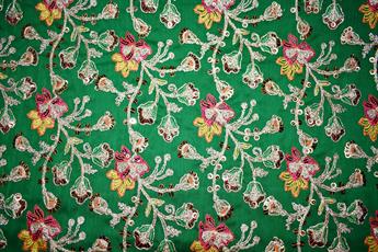 Green Indian Embroidered Chiffon Skirt Dress Fabric