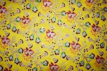 Mustard Indian Embroidered Chiffon Skirt Dress Fabric