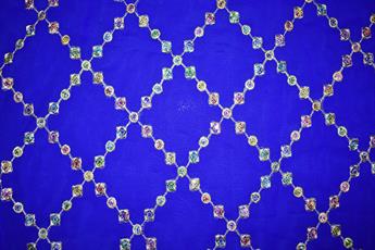 Royal Blue Embroidery on Chiffon Fabric.
