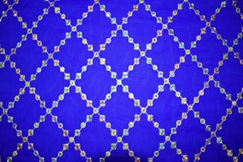 Royal Blue Embroidery on Chiffon Fabric.