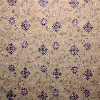 Earth Brown Embroidery on Chiffon Fabric