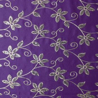 Purple & Blue Embroidery on Chiffon Fabric