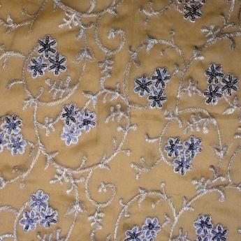 Earth Brown Embroidery on Chiffon Fabric
