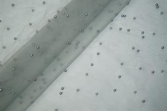 Grey Beaded Net Fabrics
