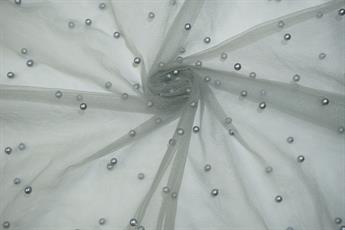 Grey Beaded Net Fabrics