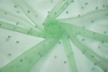 Light Green Beaded Net Fabrics