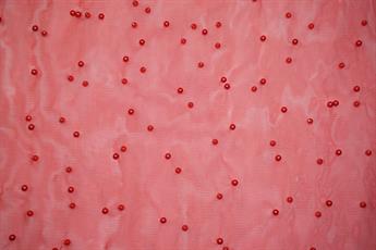 Red Beaded Net Fabrics