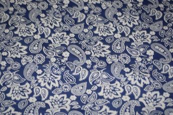 Navy Blue Cotton Floral Paisley