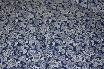 Navy Blue Cotton Floral Paisley