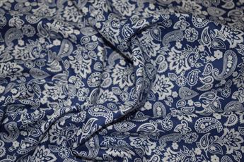 Navy Blue Cotton Floral Paisley