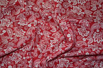 Red Cotton Floral Paisley