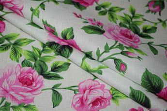 White & Pink Cotton Vintage Rose