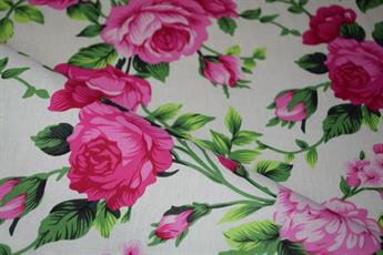 White & Pink Cotton Vintage Rose