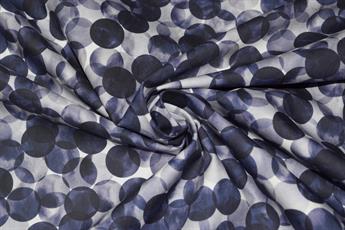 Dark Blue Cotton Circle Print
