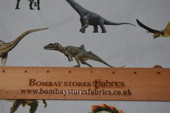 Light Grey Little Johnny - Digital Cotton - Dinosaurs