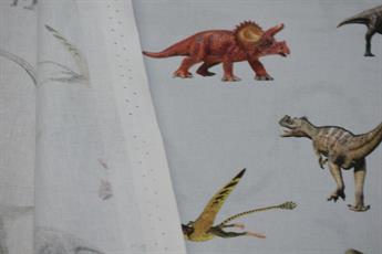 Light Grey Little Johnny - Digital Cotton - Dinosaurs