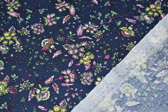 Navy Printed Cotton Fabrics