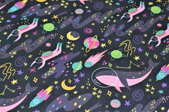Little Johnny - Rocket Space - Printed Craft Cotton Poplin Fabric