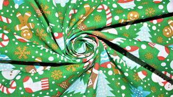 Green Cotton Christmas Fabric
