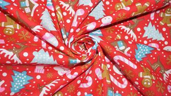 Red Cotton Christmas Fabric