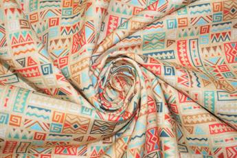 Orange Multicolour Printed Cotton Fabrics
