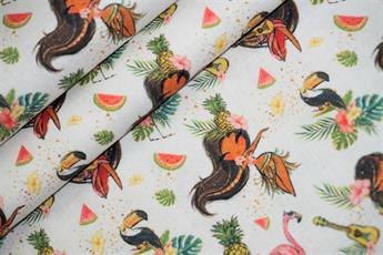 Tropical - Printed Craft Cotton Poplin Fabric Quilting Patchwork Dress