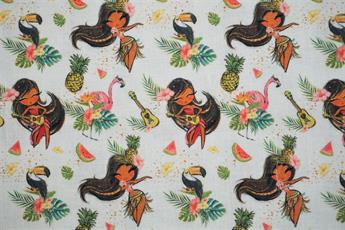 Tropical - Printed Craft Cotton Poplin Fabric Quilting Patchwork Dress