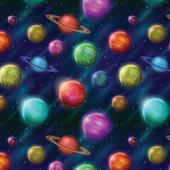 Space - Printed Craft Cotton Poplin Fabric Quilting Patchwork Dress